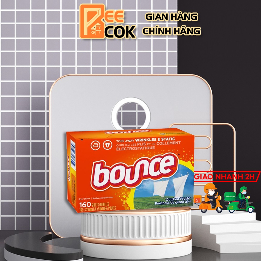 Hộp 160 tờ giấy thơm quần áo Bounce Mỹ dùng được cho máy sấy