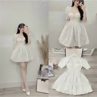 ĐẦM GẤM XỐP DỰ TIỆC XÒE TAY PHỒNG CÓ MÚT XINH XINH #LYIE