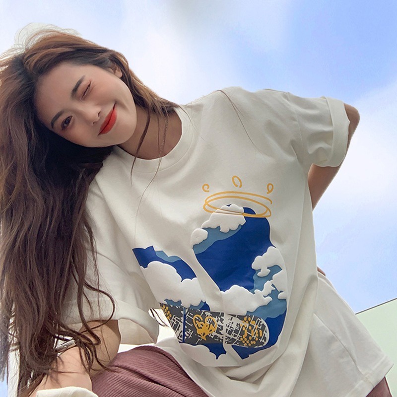 NRVP Áo Thun Unisex Mùa Hè Dáng Suông Tay Cộc Phong Cách Hàn Quốc Cho Nam Nữ