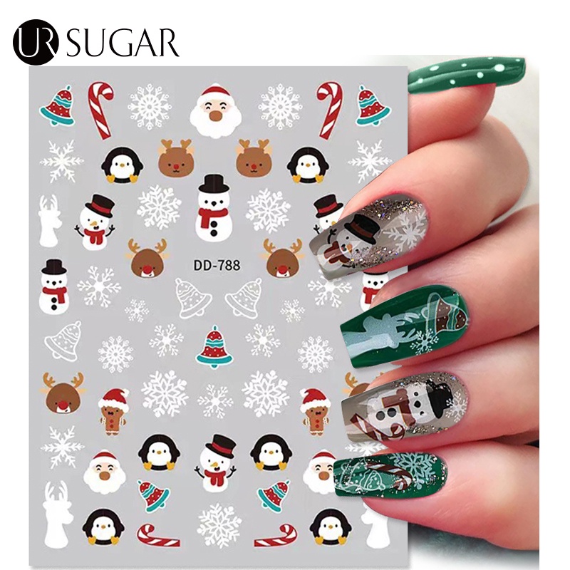 Miếng dán trang trí móng tay UR SUGAR họa tiết tùy chọn phong cách giáng sinh độc đáo