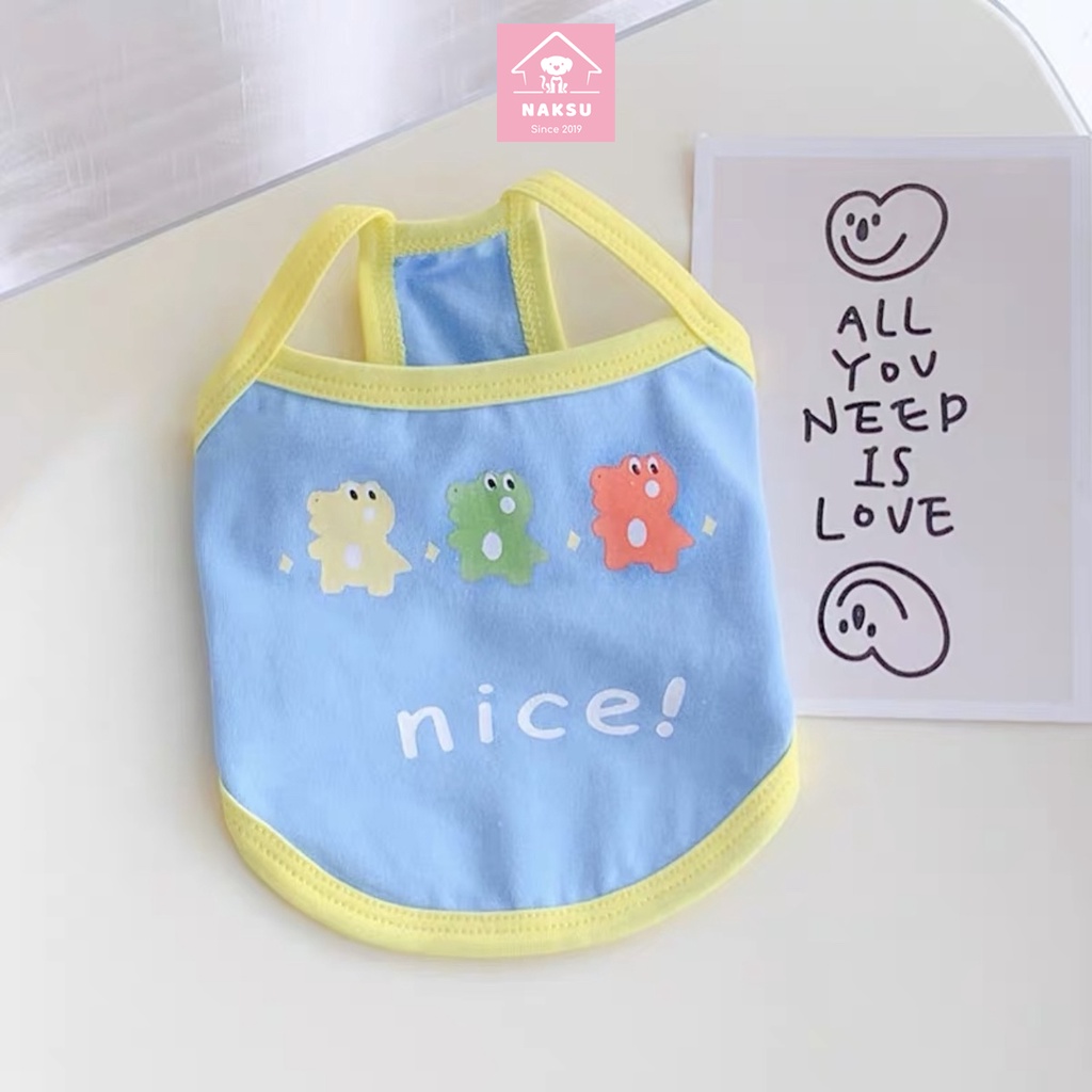 Áo Ba Lỗ Cho Chó Mèo, Áo Yếm Cho Cún, Quần Áo Thú Cưng Chất Liệu Co Giản Thoải Mái Mát Mẻ Naksu