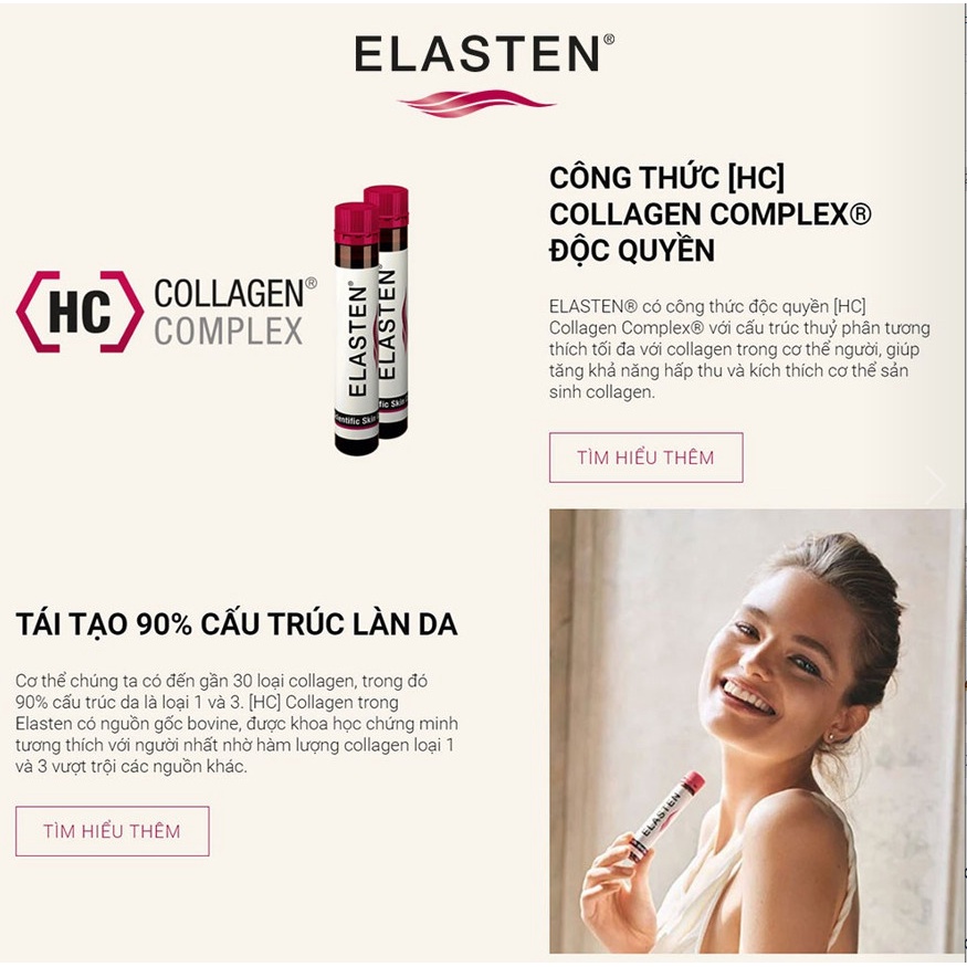 Collagen Elasten Đức Giúp Da Căng Mịn, Chống Lão Hóa, Tóc Chắc Khỏe 28 ống x 25ml [ Nhập Khẩu Chính Hãng ]