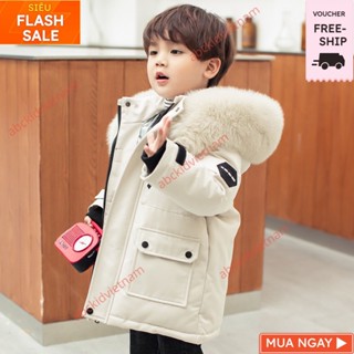 Áo phao trẻ em thu đông, áo khoác bé trai chất dày ấm áp cho bé 3 đến 8 tuổi trần bông chống rét đại hàn