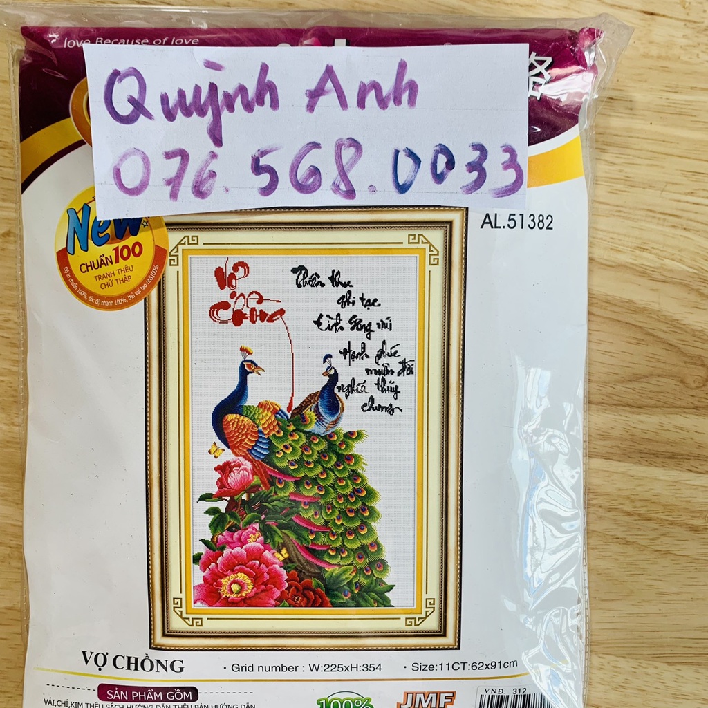 Tranh thêu chữ thập VỢ CHỒNG 60x90cm chưa thêu 51382