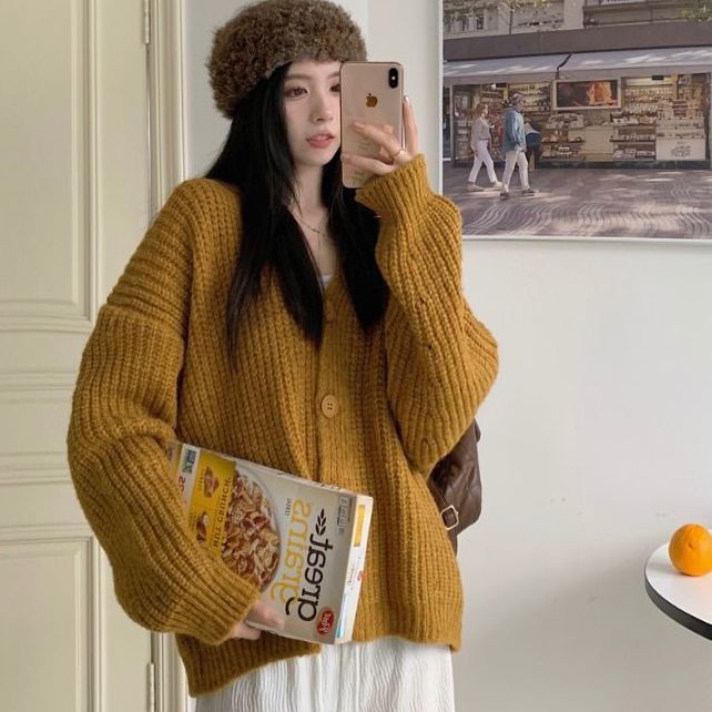 Áo khoác cardigan ấm áp, chất len mềm mịn, thời trang thu đông dành cho nữ