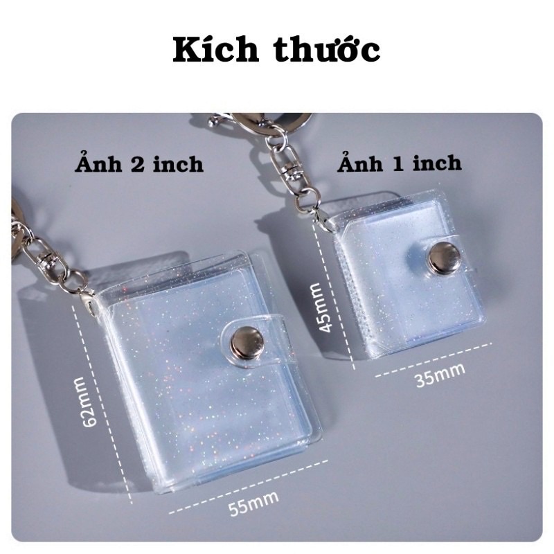 Móc khóa album ảnh mini 1 inch 2 inch đựng 16 ảnh