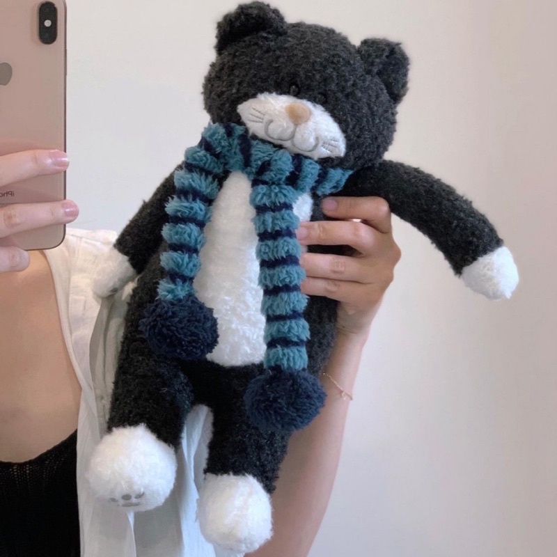 Gấu bông mèo đen Tiimo thắt khăn đáng yêu thú nhồi bông đồ chơi quà tặng Gauxinhcorner