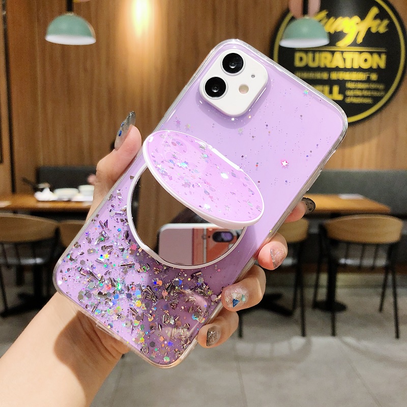 Ốp Điện Thoại Tpu Có Gương Soi Kim Tuyến Hình Trái Tim Cho OPPO Reno 8 Pro 7 7Z 8Z 6 6Z 5 5F 4F 4 4G 5G