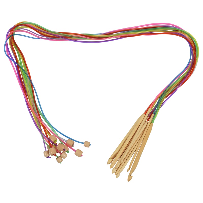 Bộ 1 / 12 Dụng Cụ Móc Đan Len Bằng Tre Tự Nhiên Linh Hoạt Màu Sắc Ngẫu Nhiên