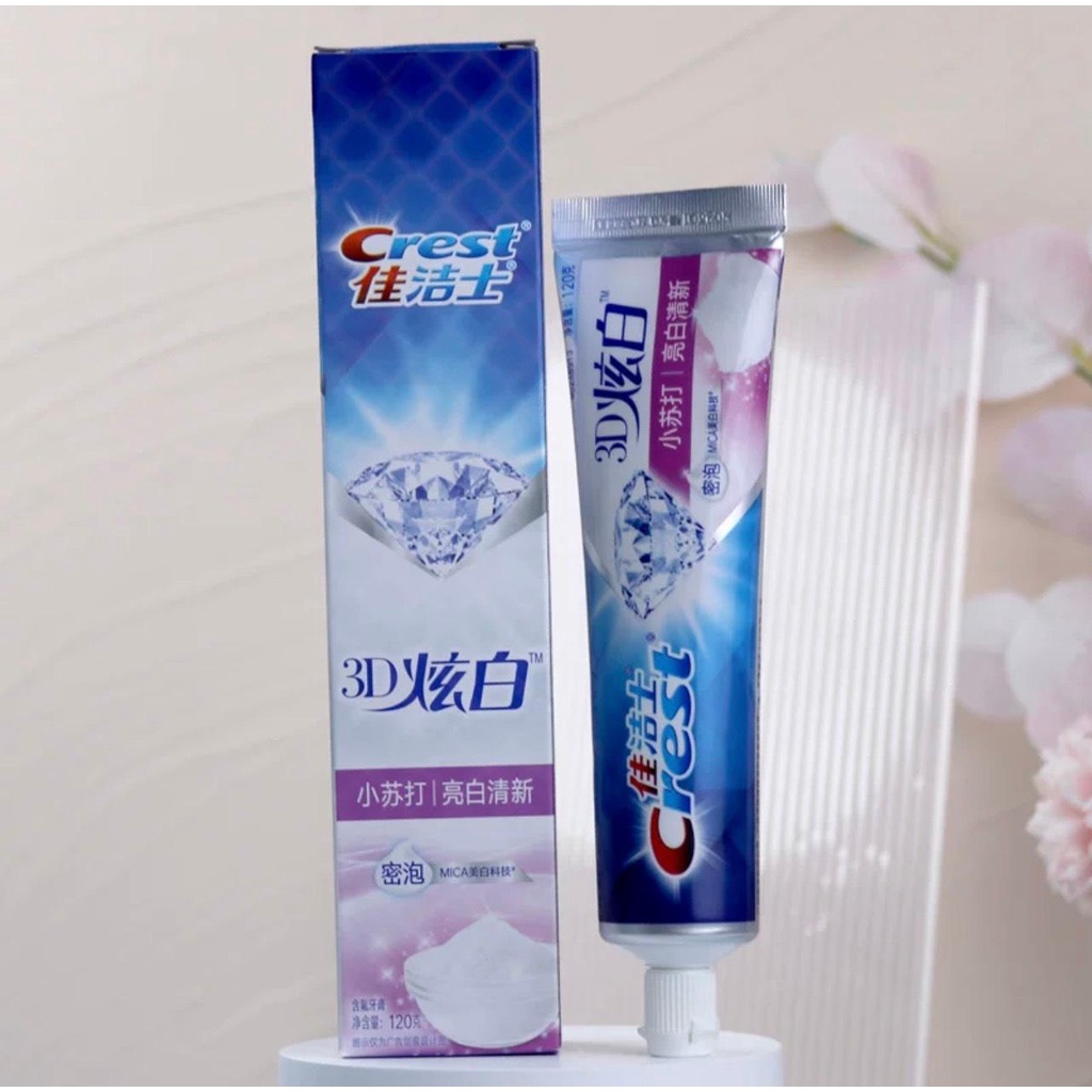 KEM ĐÁNH RĂNG CREST 3D WHITE BASKING SODA TUÝP LỚN 120G TRẮNG RĂNG VƯỢT TRỘI HÀNG NHẬP TMALL