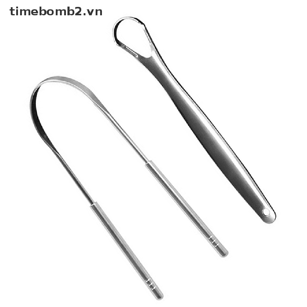 Set 2 Dụng Cụ Nạo Lưỡi Bằng Thép Không Gỉ Vệ Sinh Chăm Sóc Răng Miệng