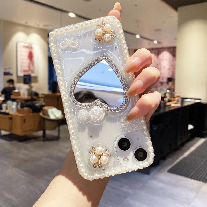 Ốp Điện Thoại Cứng Chống Sốc Tráng Gương Hình Hoa Cho iPhone 14 13 12 11 Pro Max XS XR X 8 7 Plus