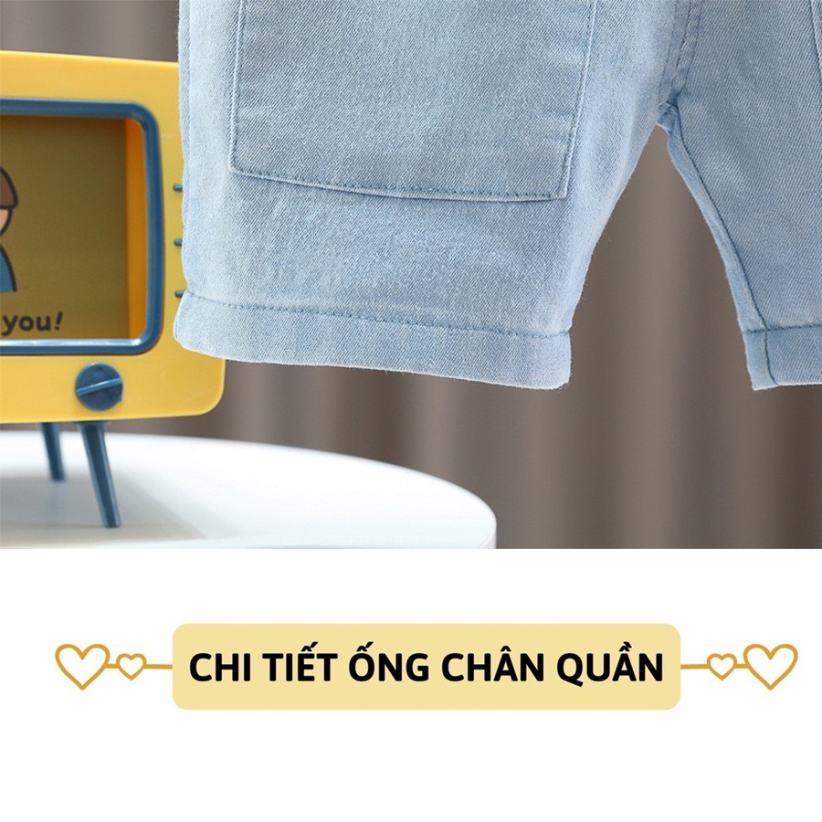 Quần Short Jean Bé Trai KEYER KIDS, Chất Liệu Vải Jeans Thiết Kế 2 Túi Phía Trước Form Rộng Hàn Quốc QT46