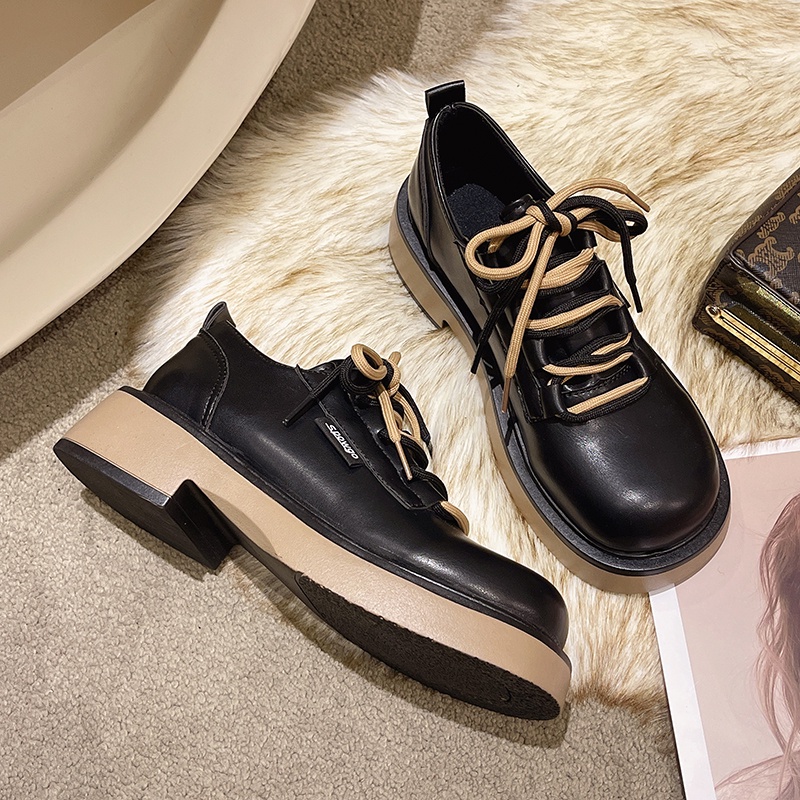 Giày Da Đế Dày Buộc Dây Phong Cách Anh Quốc Cổ Điển