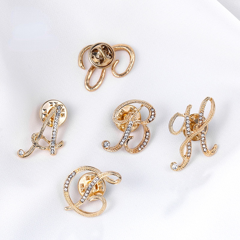 Ghim Cài Áo Hình 26 Chữ Cái Đính Đá Nhân Tạo Thời Trang