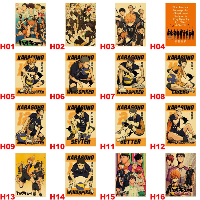Anime Haikyuu Cổ Điển!! Poster Giấy Kraft Treo Tường Trang Trí Phong Cách Retro