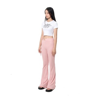 Drawstrings Flared Pants in Pink - Quần ống loe cột dây