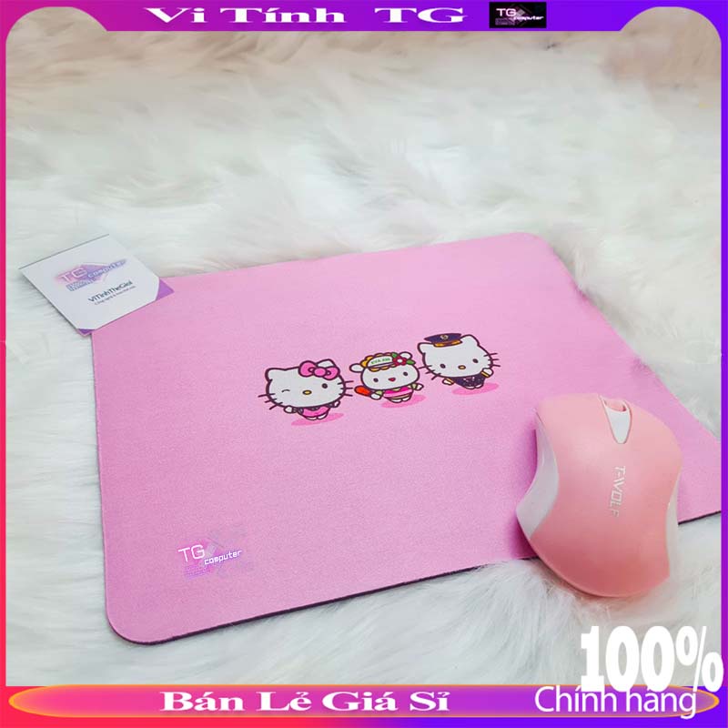Lót chuột máy tính cỡ lớn hình kitty màu hồng dể thương có may viền chắc chắn size 800x300x3MM Vi tính TG LCCL