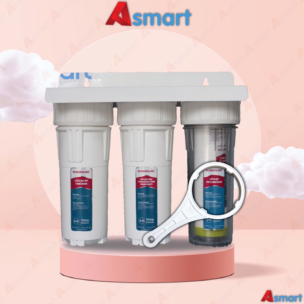 Bộ 3 cốc lọc thô Sunhouse 10 inch chính hãng