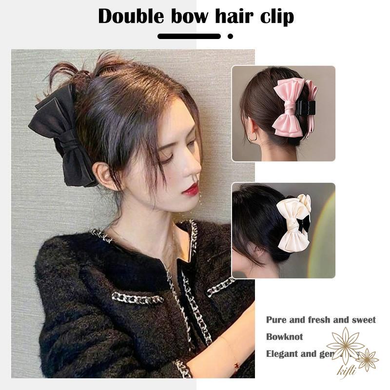 Kẹp Tóc Hình Nơ Hai Mặt Cỡ Lớn Thời Trang Mùa Thu Cho Nữ