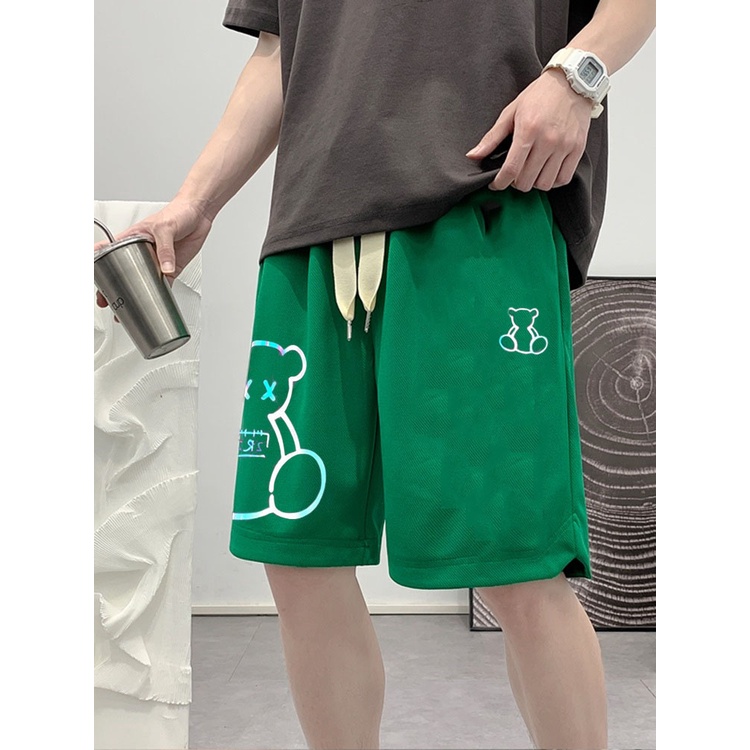 Quần short đùi phản quang in gấu phản quang đẹp./Quần short đùi phản quang Unisex cá tính basic.