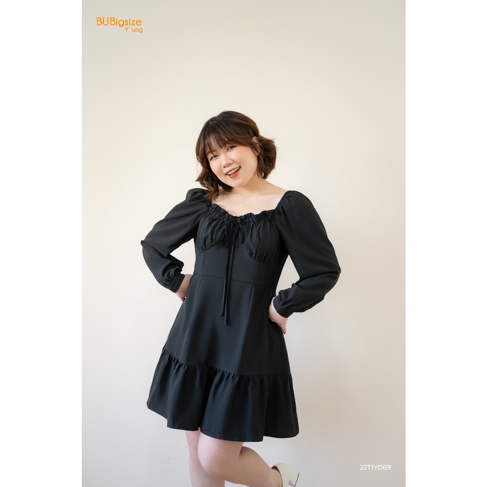 Đầm rút dây nhún ngực tay bồng đuôi cá BIGSIZE (55kg đến 95kg) - 22T1YD69 - [BU Bigsize Young]