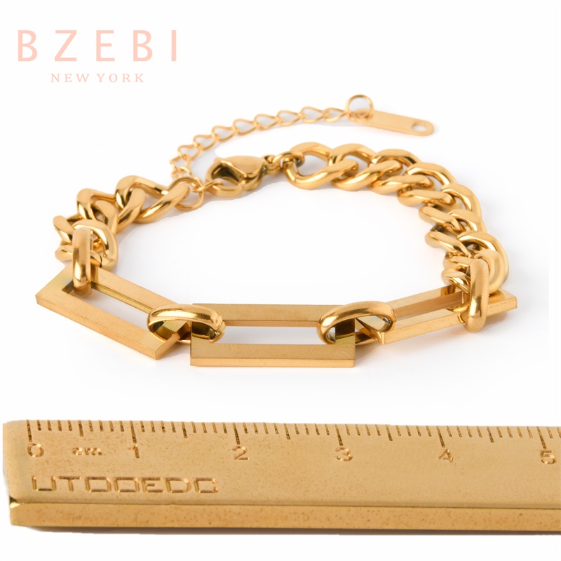 Vòng Tay BZEBI Bằng Thép Titanium Mạ Vàng / Bạch Kim Kèm Hộp Đựng 1062b