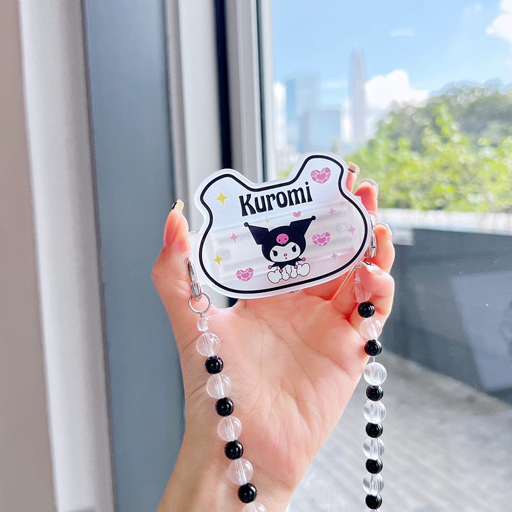 Dây Kẹp Điện Thoại Chống Thất Lạc Hình Gấu Kuromi Màu Trắng Đen Phong Cách Hàn Quốc