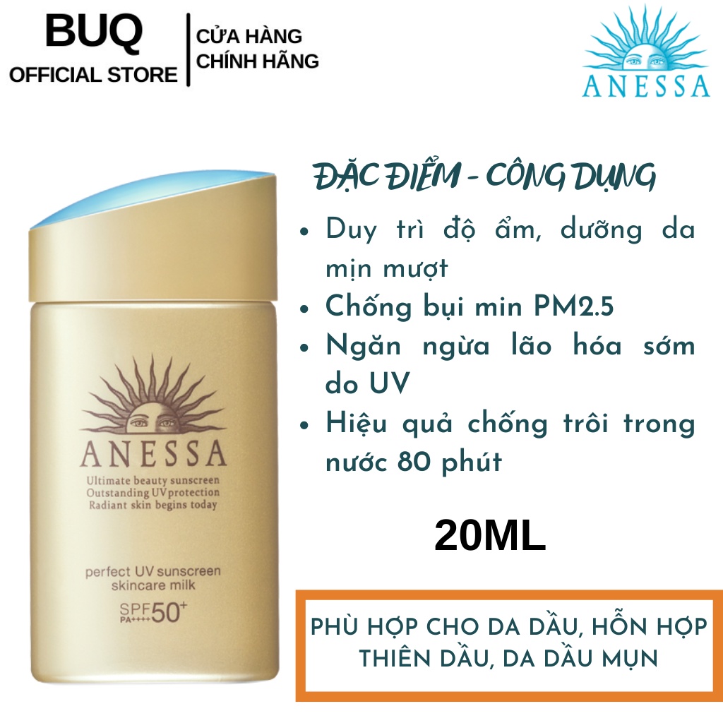 Sữa Chống Nắng Anessa Dưỡng Da Kiềm Dầu SPF50+ PA++++ 20ml/12ml