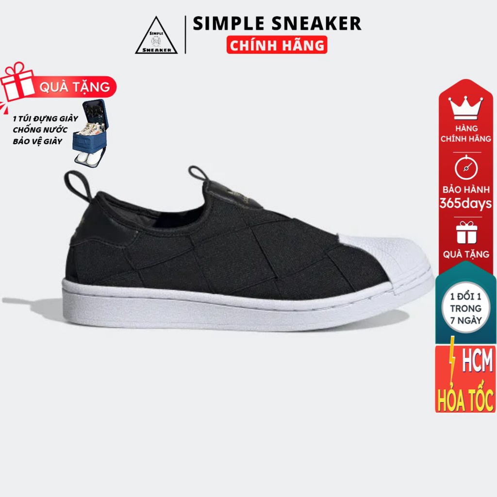 Giày Nữ Adidas 🔴FREESHIP🔴 Superstar Slip-On W Core Black Gold - Giày Thể Thao Chính Hãng 2021