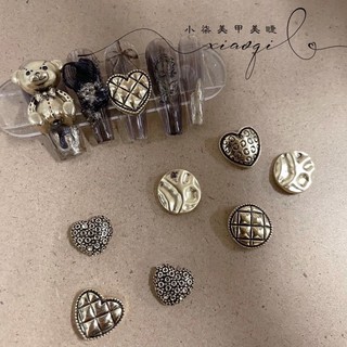 Set 10 charm gấu,charm tim đồng size to trang trí móng