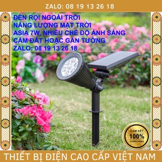  Đèn Rọi Năng Lượng Mặt Trời Asia 7W, CẮM ĐẤT, GẮN TƯỜNG, 2 TRONG 1, Pha có 7 mắt LED, sản phẩm độc quyền.