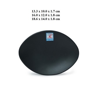 Dĩa Oval nhám đen nhựa Melamine nhiều Size