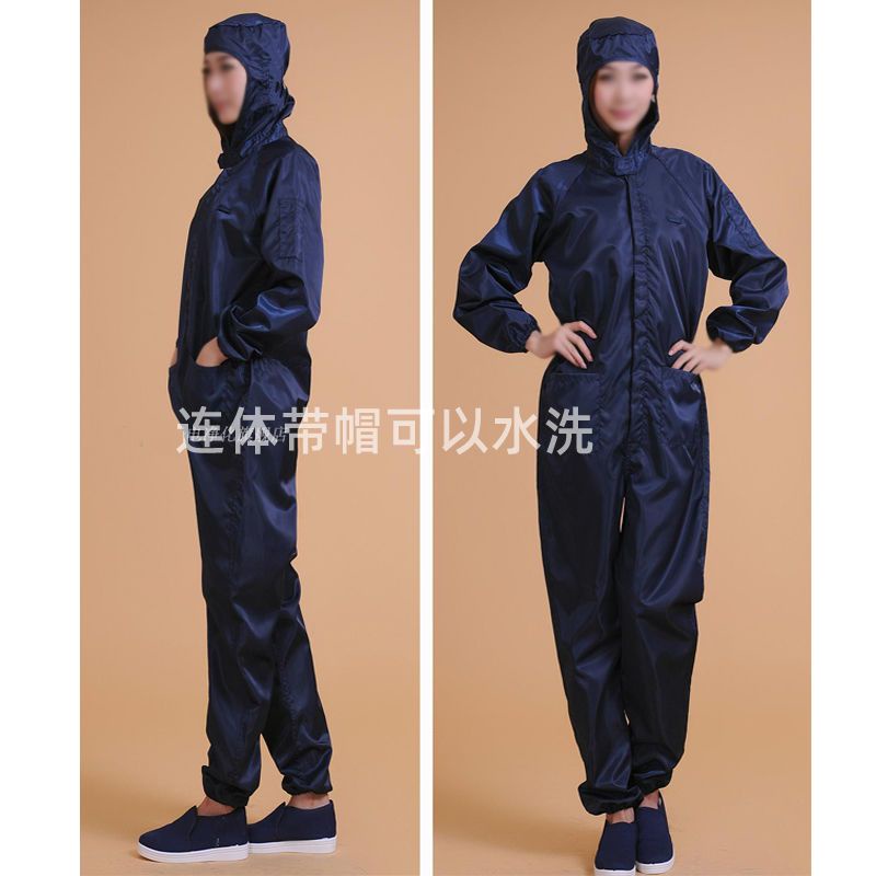 Quần Áo Bảo Hộ Lao Động Chống Bụi Chống Tĩnh Điện Phun Sơn Bằng Nhựa Than Hoạt Tính Màu Đen Có Mũ Bảo Vệ