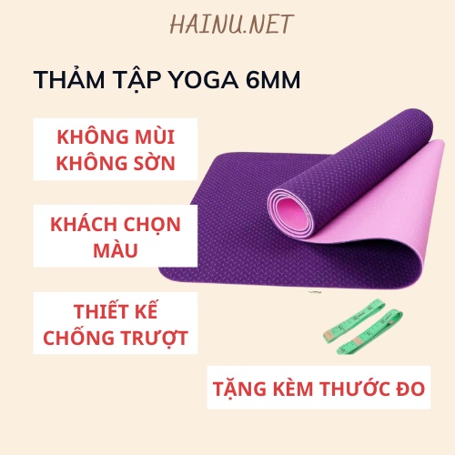 Thảm Tập Yoga Chống Trượt 2 Lớp dày 6mm