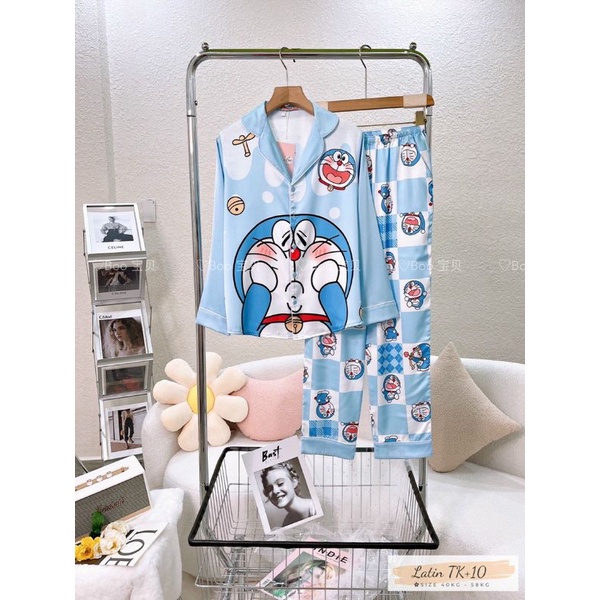 Đồ mặc nhà pijama tay dài lụa latin Boo 40_58kg
