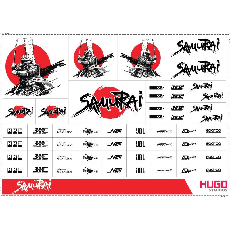Hugo Studios Decal trượt nước Samurai tỉ lệ 1/64 chưa phủ clear