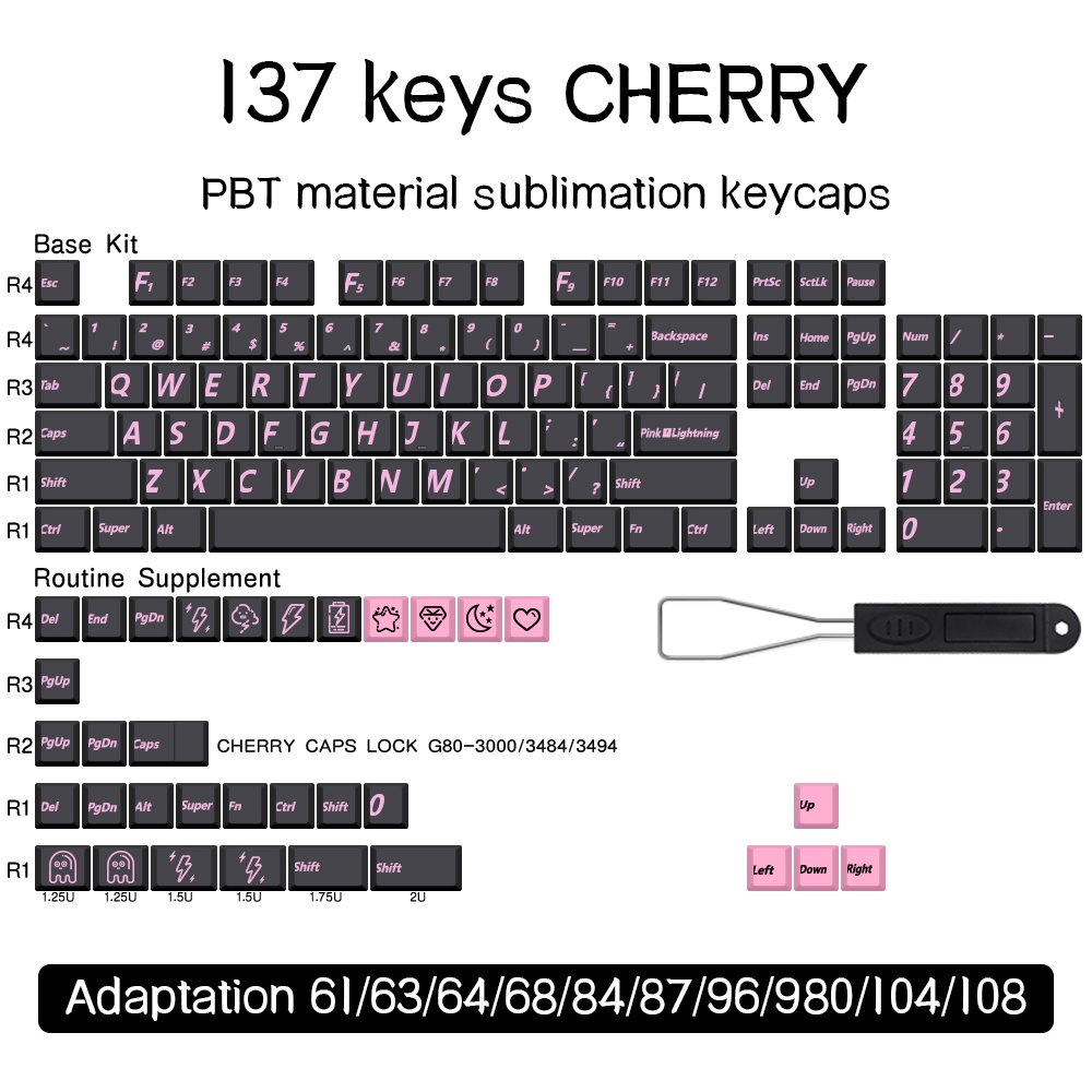TomatoCaps Pink Lightning Keycaps Cherry Profile keycap Set Bộ Bàn Phím 137 / 147 Phím Màu Hồng Dành Cho Cherry MX 61 64 68 84 75 87 100 104 108