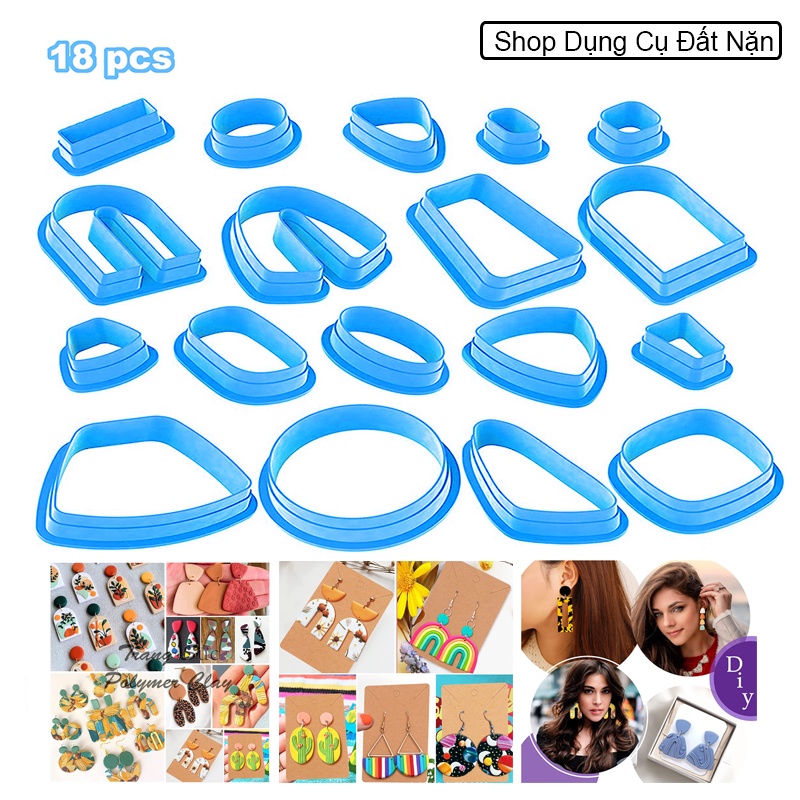 Bộ 18 Khuôn cắt đất sét làm trang sức, trang trí