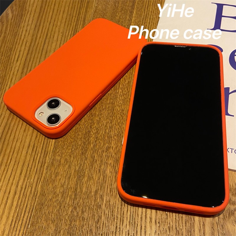 Ốp Điện Thoại Silicon Mềm Màu Cam Cho IPhone 14 13 12 11 Pro X Xs Max 7 8 6s Plus