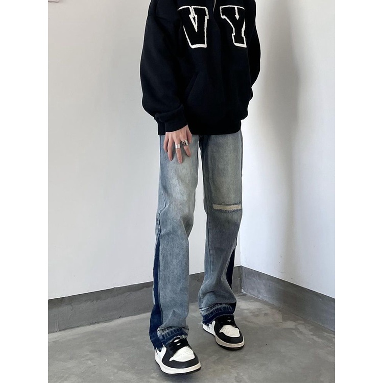 Seluar Quần Jogger Jean Rách Phong Cách retro Đường Phố Cá Tính