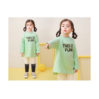 Áo váy nỉ da cá Jelispoon màu xanh cốm This is Fun