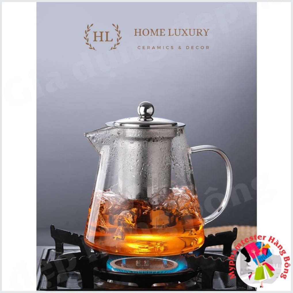 Ấm pha trà thủy tinh có lõi lọc Inox hình tháp | ÁN THUỶ TINH CÓ LÕI LỌC ĐUN ĐƯỢC BẾP GAS