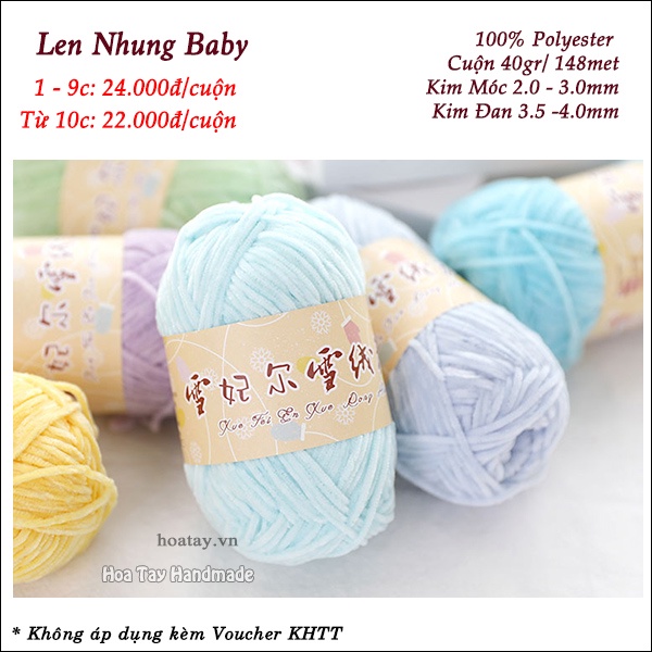 Len Nhung Baby - Nhung 2mm dùng đan móc thú bông, áo khoác , áo ghile cho bé