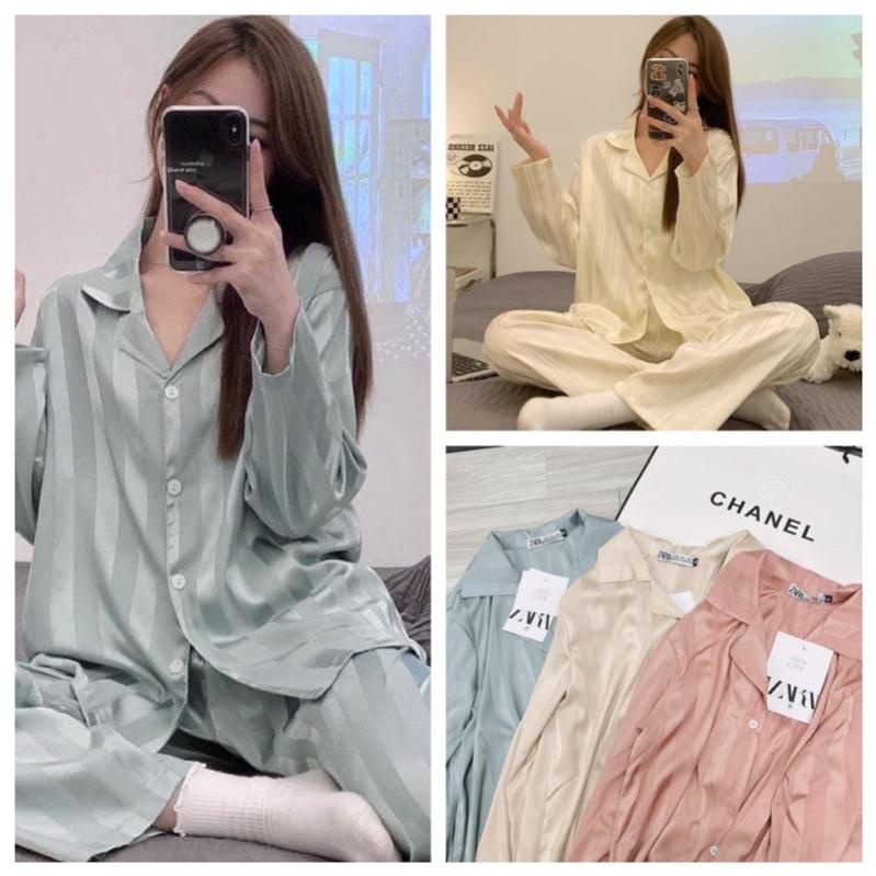 [Freeship - Ảnh thật] Bộ pizama lụa 3 màu siêu xinh