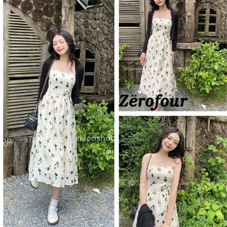 Set 2 món váy 2 dây hoa nhí dáng suông kèm áo cardigan dáng ngắn vintage phong cách tiểu thư nhẹ nhàng ZEROFOUR
