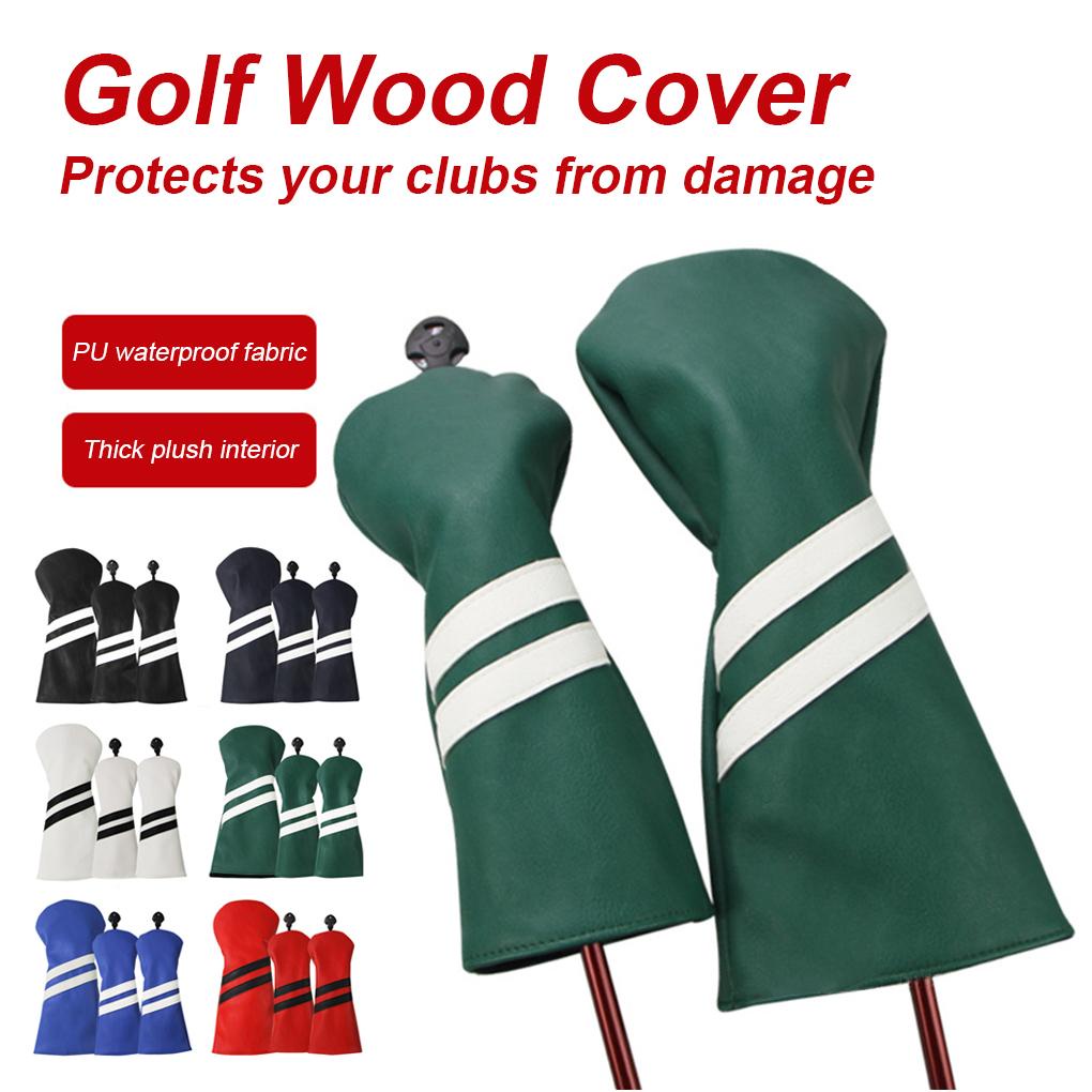 Set 3 Vỏ Bọc Đầu Gậy Đánh Golf Bằng Vải Bông Dày Dặn Gọn Nhẹ Bảo Vệ Chống Nắng Chống Thấm