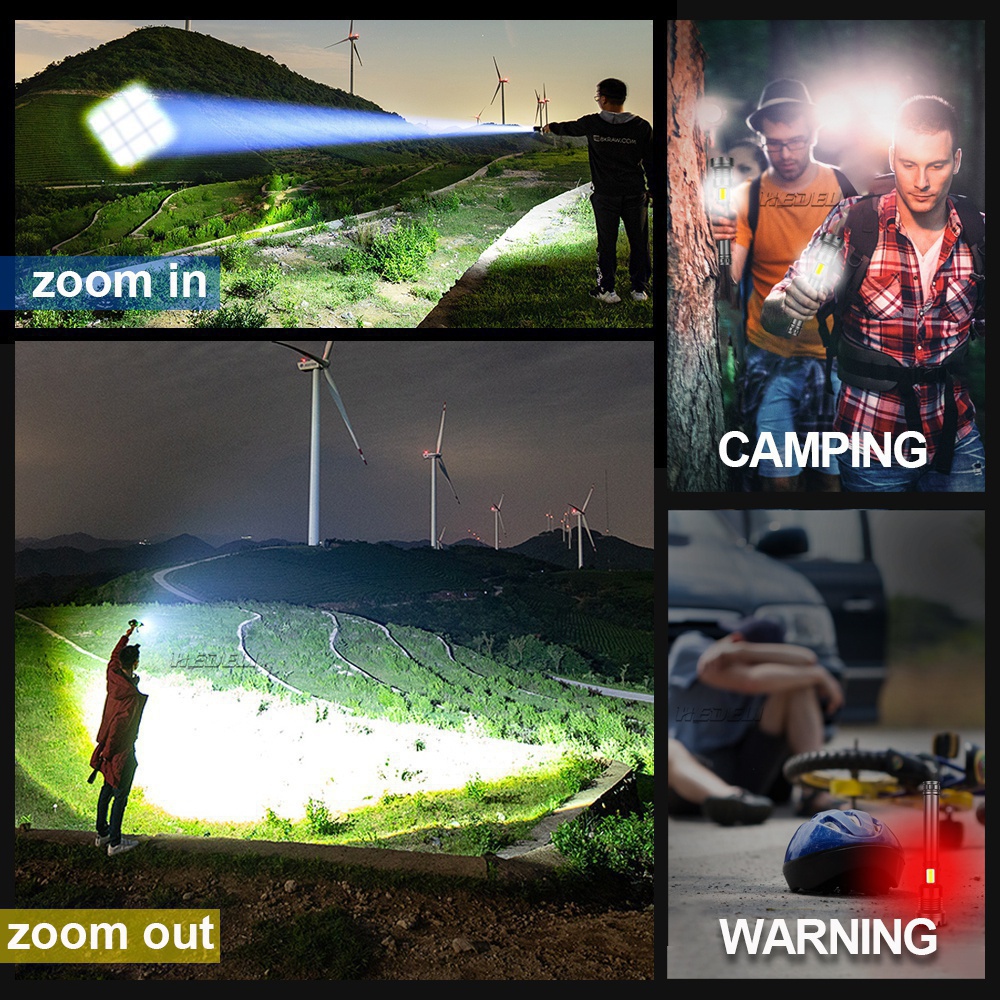 Đèn pin siêu sáng cầm tay  chiếu xa 500m, chống thấm nước pin trâu  3 chế độ sáng, đèn pin chính hãng