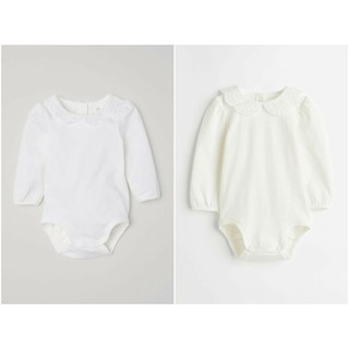 Bodysuit trắng cổ ren ko kem vay HM H&M sz 4m-4y_hàng chính hãng Anh