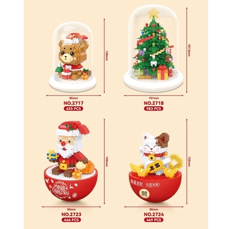 Đồ Chơi Lắp Ráp Xếp Hình Hộp Quà Tặng Giáng Sinh Có Đèn và Nhạc, Lật Đật Noel Wise Hawk